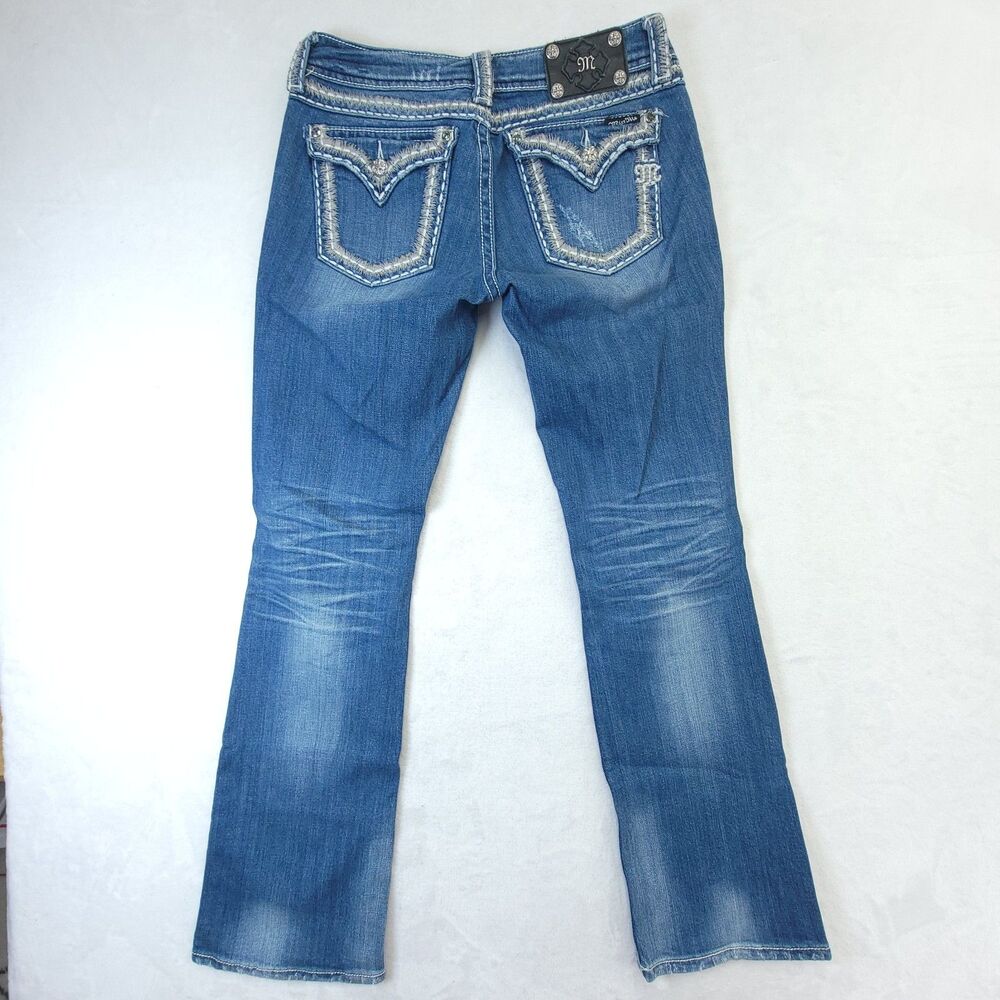 Miss Me Womens Jeans Size 29 Boot Cut jp5014u-11l Thick Stitch